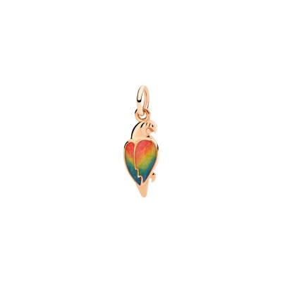 Charm Dodo Nature perroquet en or rose et email